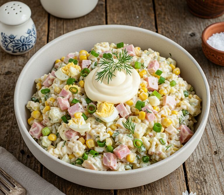 Classic Crab Stick Salad with Corn and Rice
