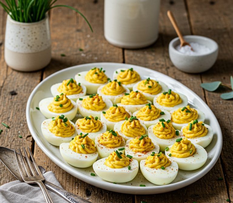 Classic Deviled Eggs with Smoked Paprika and Chives