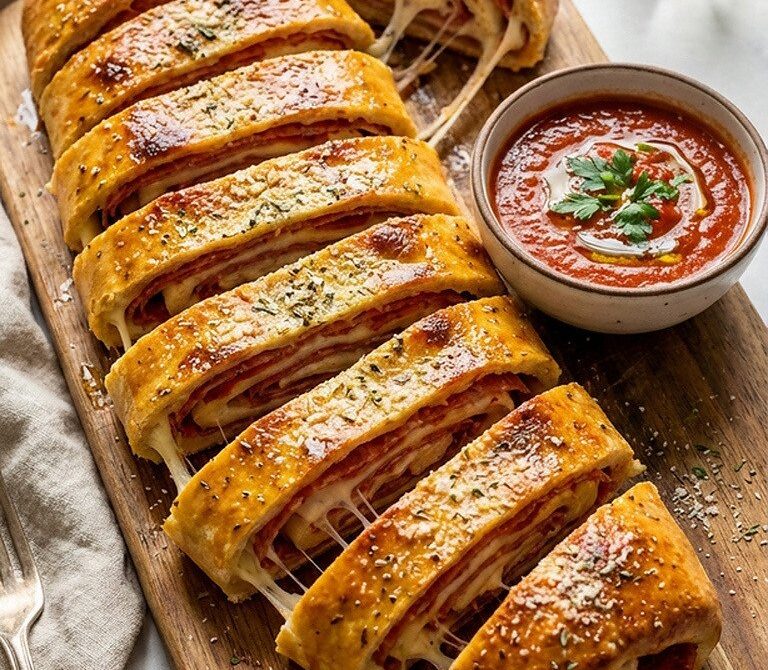 Classic Italian Stromboli with Salami, Pepperoni and Provolone