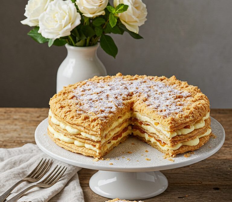 Classic Napoleon Cake with Vanilla Custard Cream