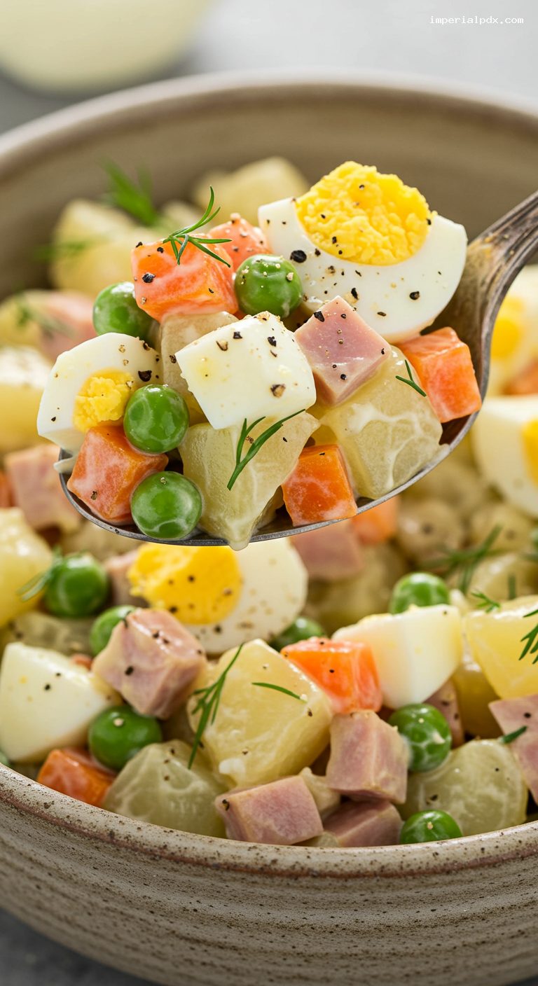 Classic Olivier Salad (Russian Potato Salad) – Closeup