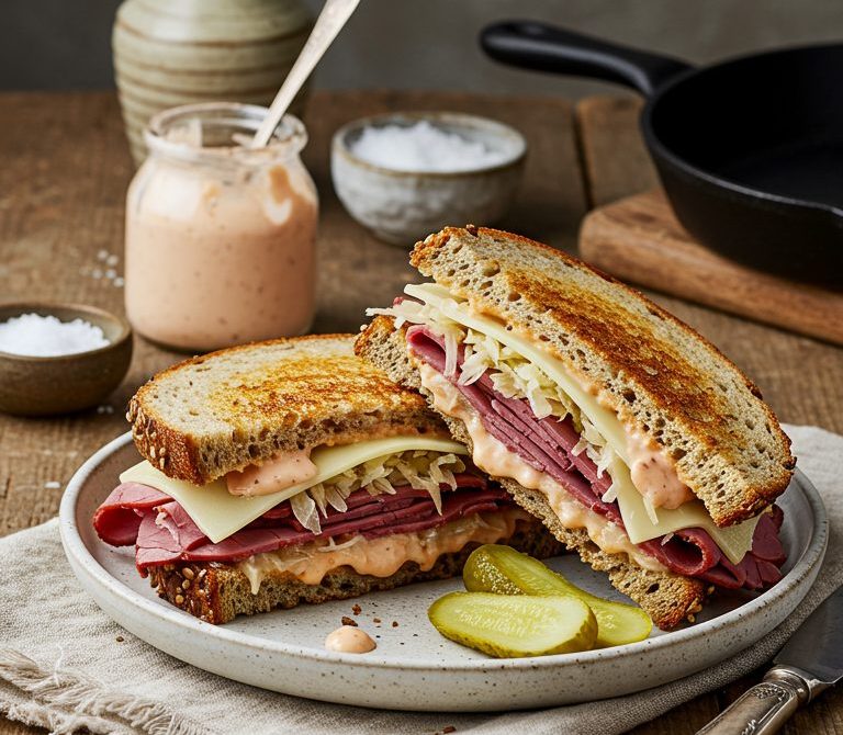 Classic Reuben Sandwich with Swiss and Sauerkraut