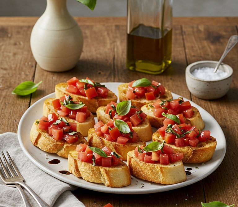 Classic Tomato Basil Bruschetta with Balsamic Drizzle