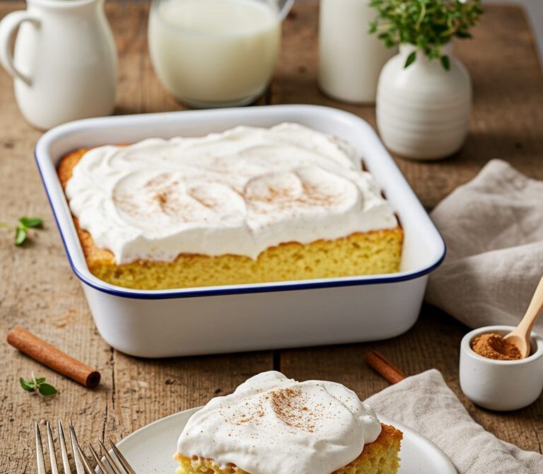 Classic Tres Leches Cake with Cinnamon Whipped Cream