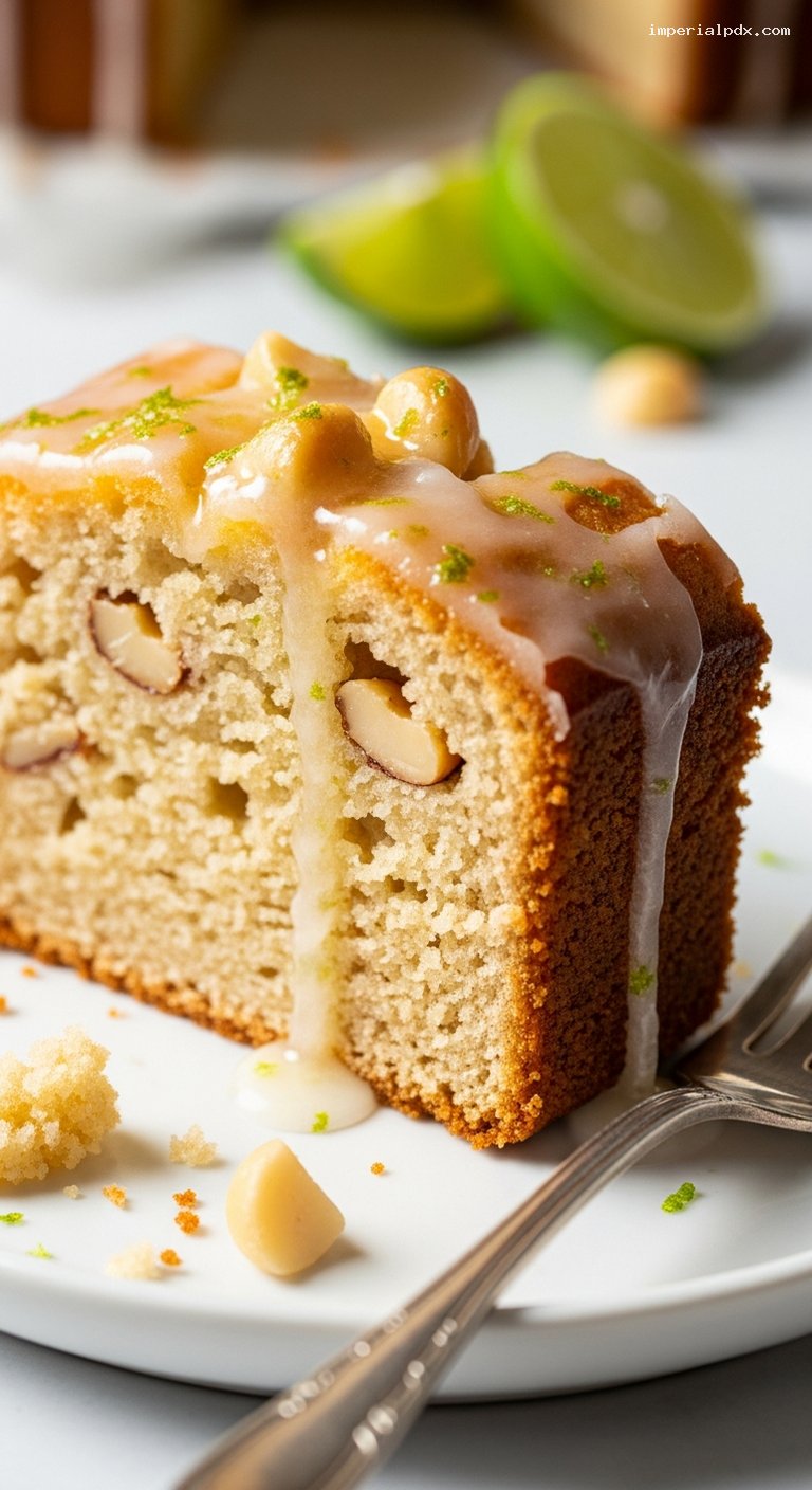Coconut Lime Quick Bread with Macadamias and Citrus Glaze – Closeup