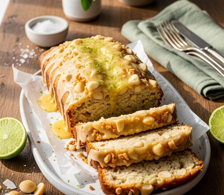 Coconut Lime Quick Bread with Macadamias and Citrus Glaze