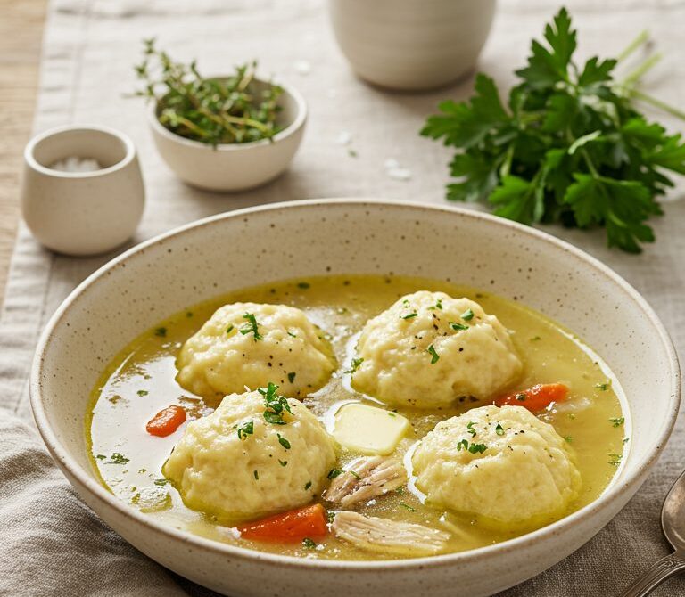 Country Chicken and Dumplings with Black Pepper Stock