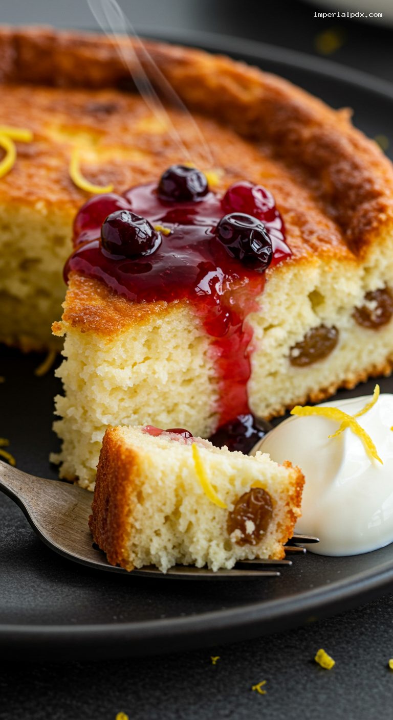 Cozy Baked Cottage Cheese Pudding with Raisins – Closeup