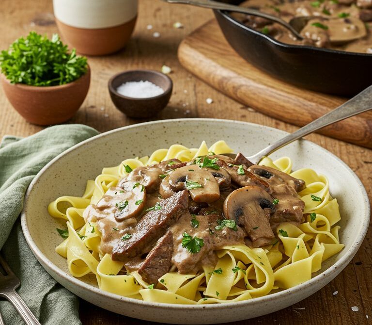 Cozy Beef Stroganoff with Mushrooms and Cream