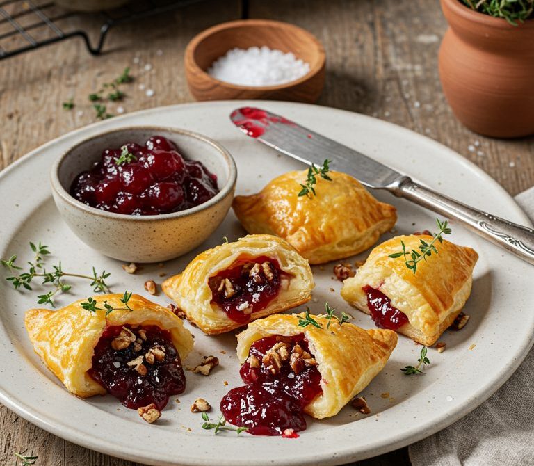 Cranberry Brie Puff Pastry Bites with Pecans