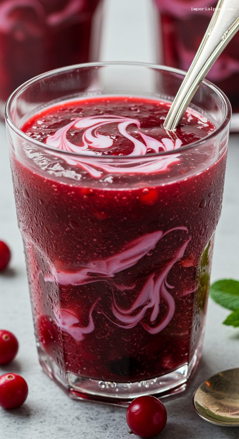 Cranberry Kissel: Tart Spoonable Dessert Drink – Closeup