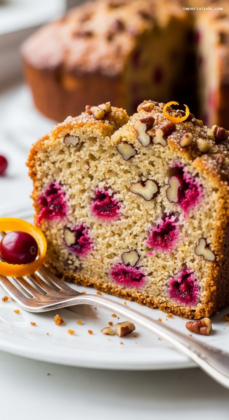 Cranberry Orange Bread with Toasted Pecans – Closeup