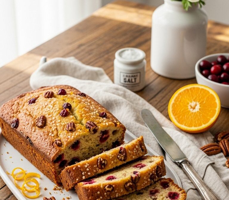 Cranberry Orange Bread with Toasted Pecans