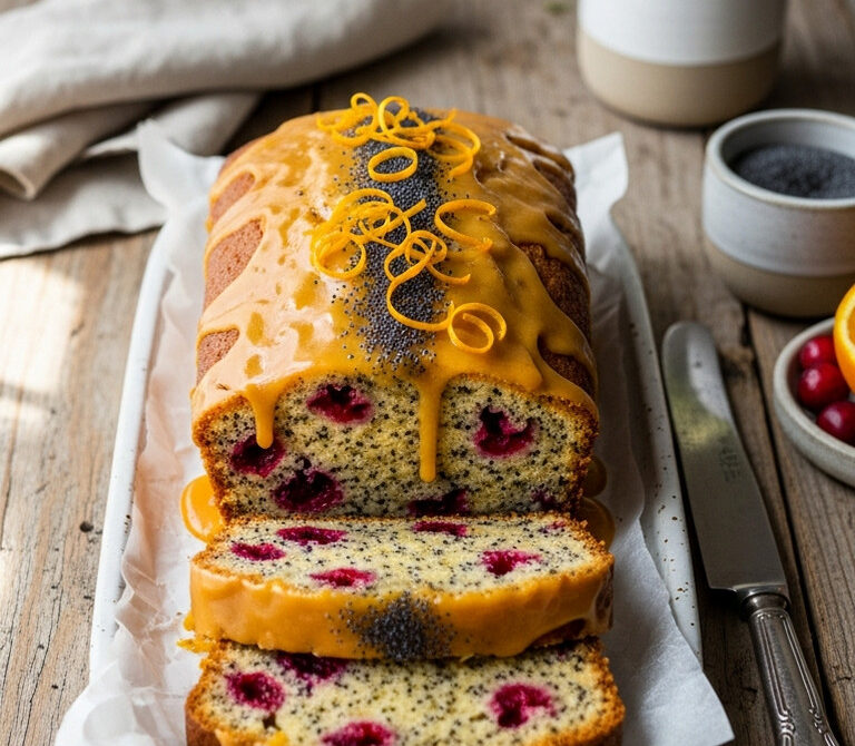 Cranberry Orange Poppy Seed Loaf with Citrus Glaze