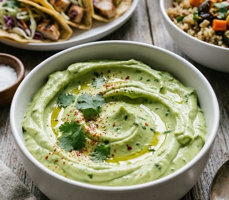 Creamy Avocado Lime Crema Sauce for Tacos