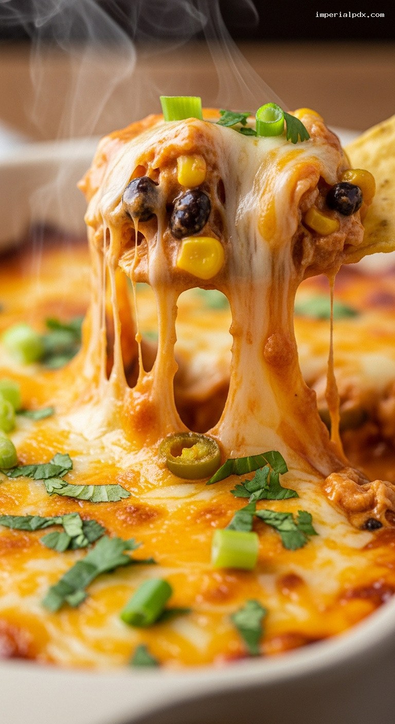 Creamy Cheesy Chicken Enchilada Dip – Closeup