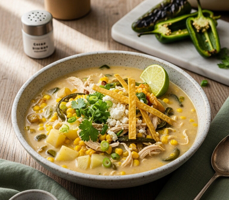 Creamy Chicken and Corn Poblano Chowder