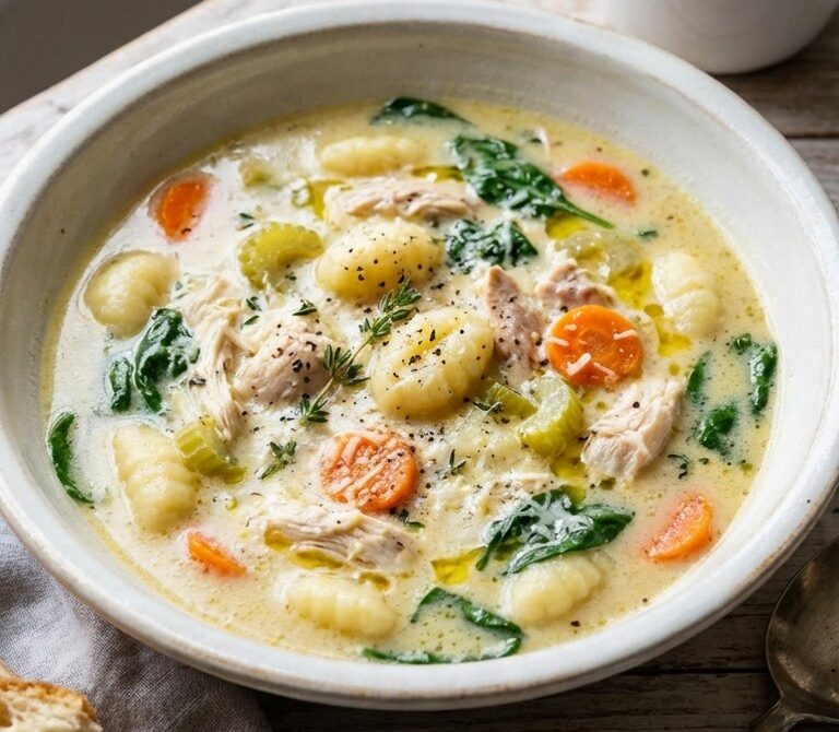 Creamy Chicken and Gnocchi Soup with Fresh Thyme