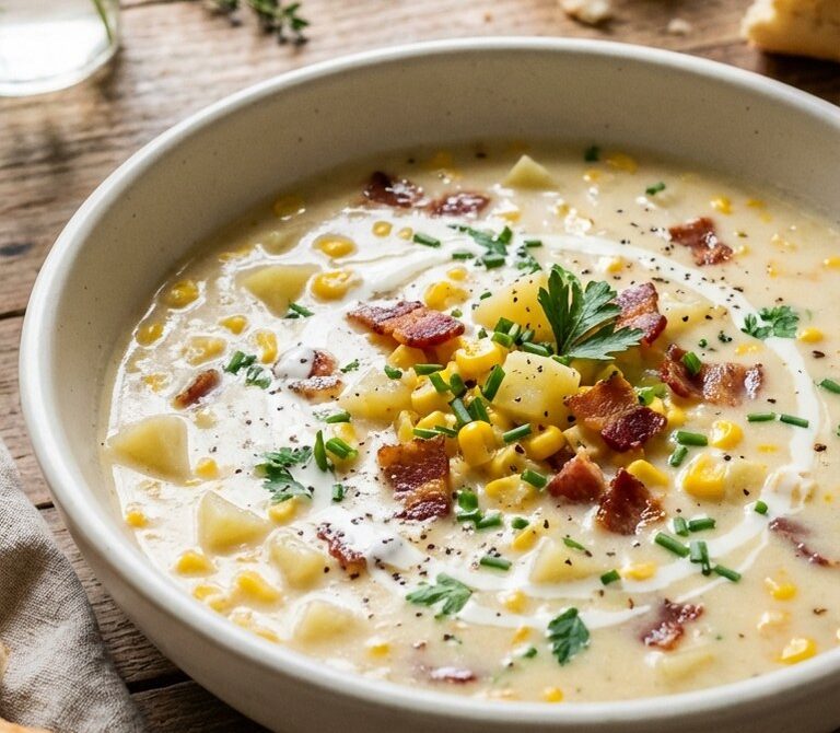 Creamy Corn and Crispy Bacon Chowder