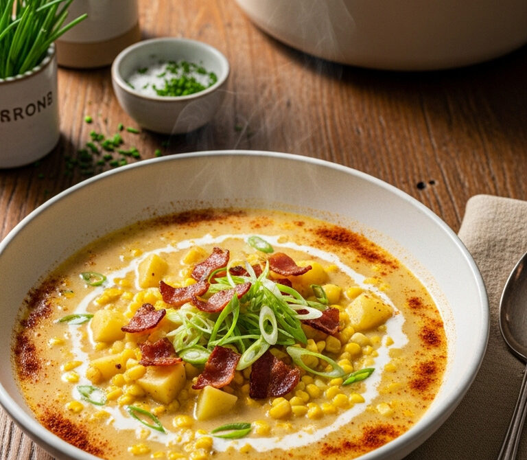 Creamy Corn Chowder with Bacon and Potatoes