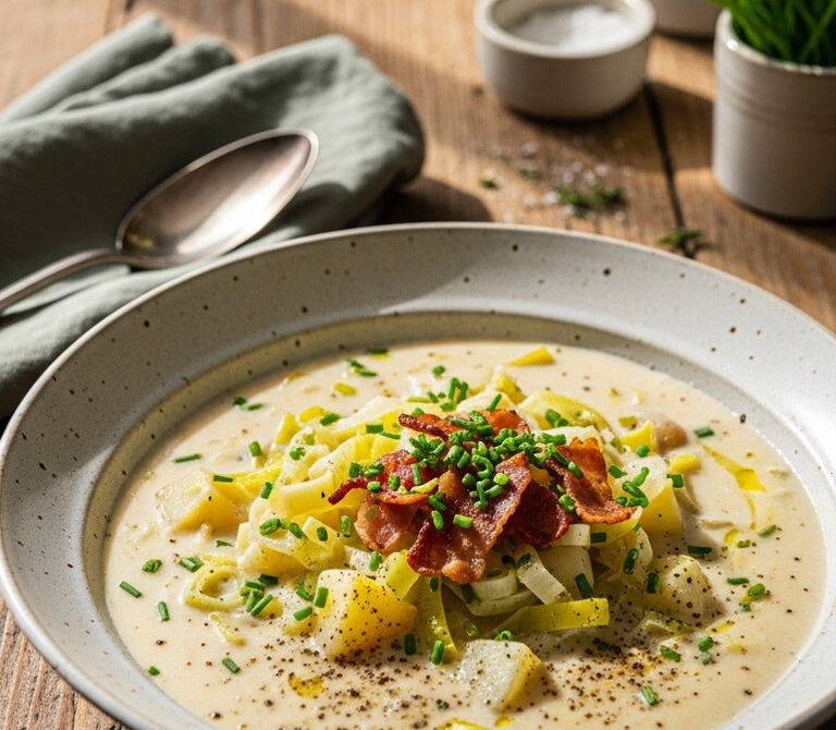Creamy Leek and Potato Chowder with Bacon