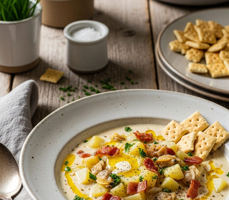 Creamy New England Clam Chowder with Bacon