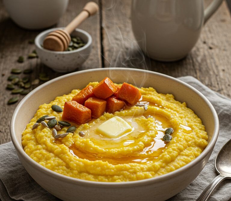 Creamy Pumpkin Millet Porridge with Honey and Seeds