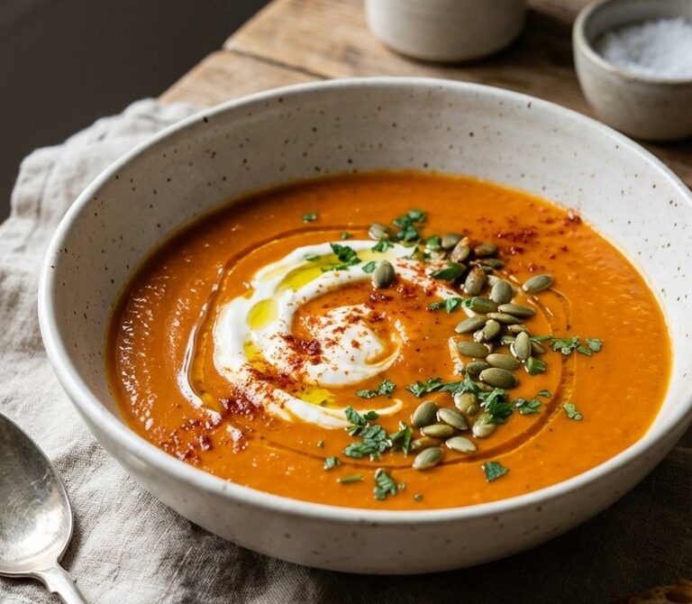 Creamy Roasted Carrot and Tomato Soup with Smoked Paprika