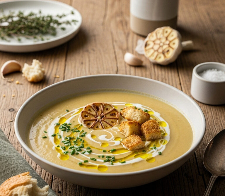 Creamy Roasted Garlic Potato Soup