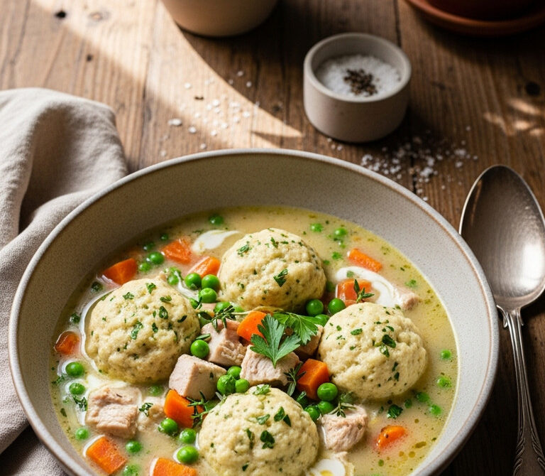 Creamy Turkey and Dumpling Soup with Leftovers