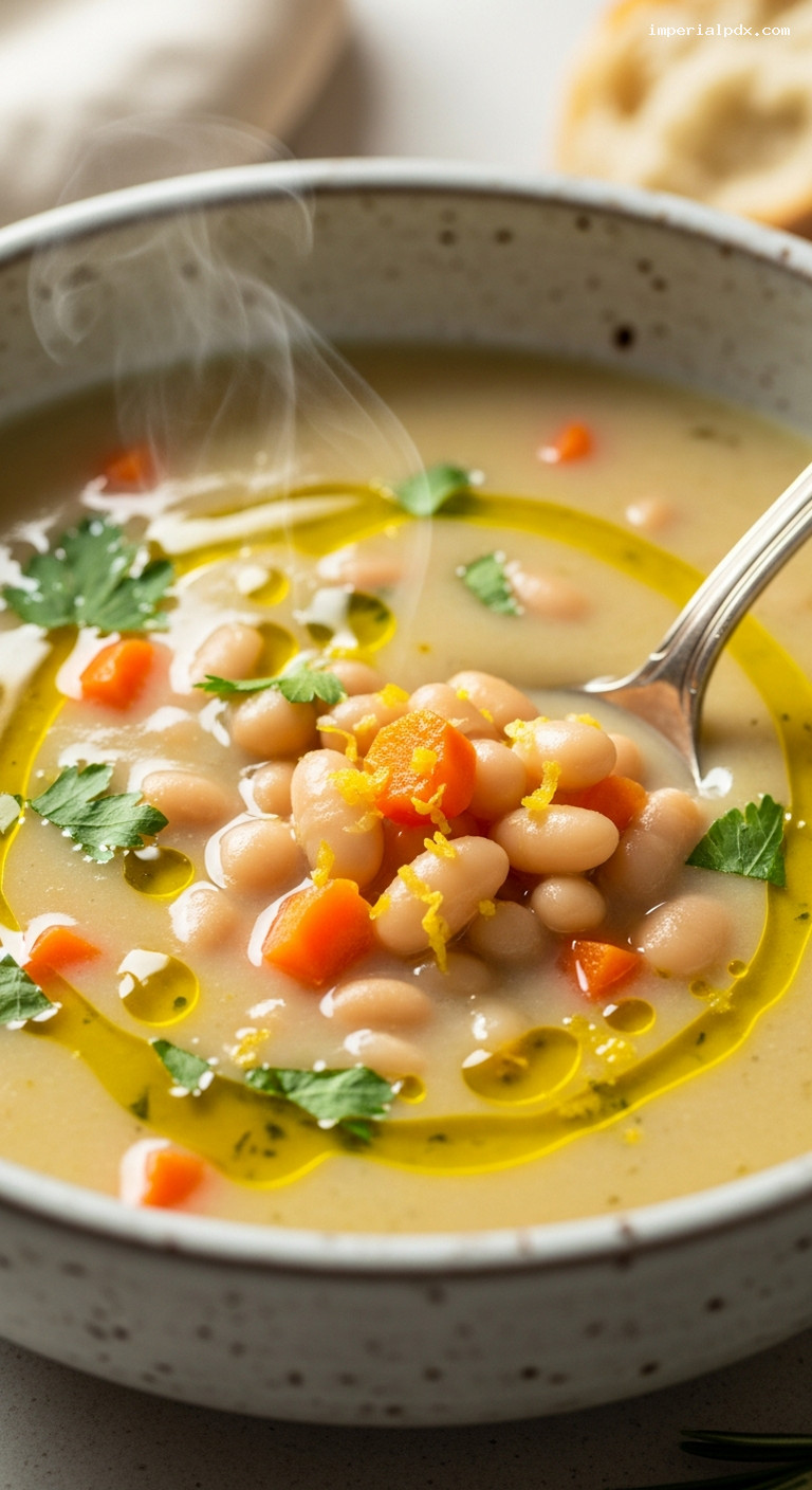 Creamy White Bean and Rosemary Soup – Closeup