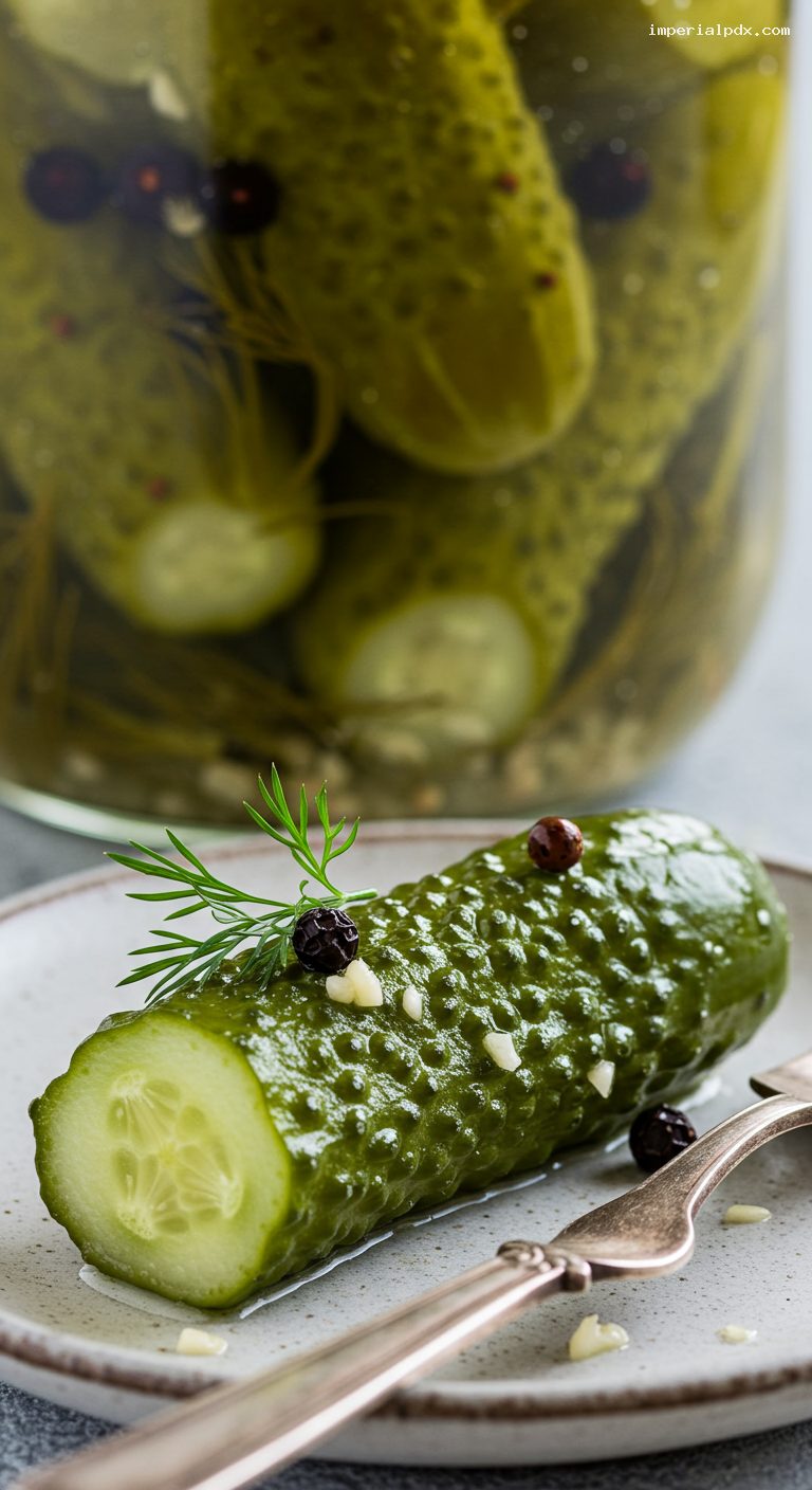 Crisp 24-Hour Malosolnye Cucumbers with Dill and Garlic – Closeup
