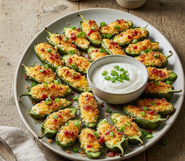 Crispy Baked Jalapeño Poppers with Ranch