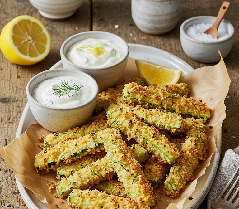 Crispy Baked Zucchini Fries with Parmesan and Garlic