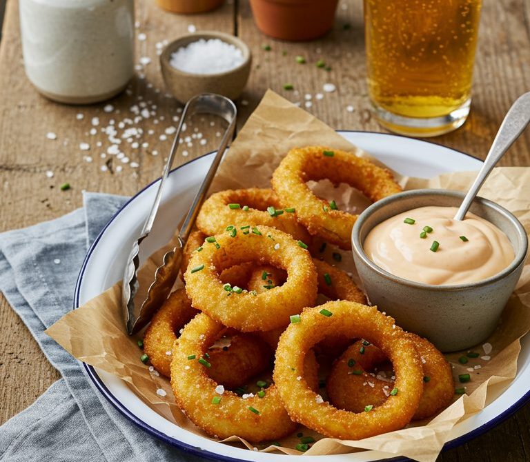 Crispy Beer-Battered Onion Rings with Comeback Sauce