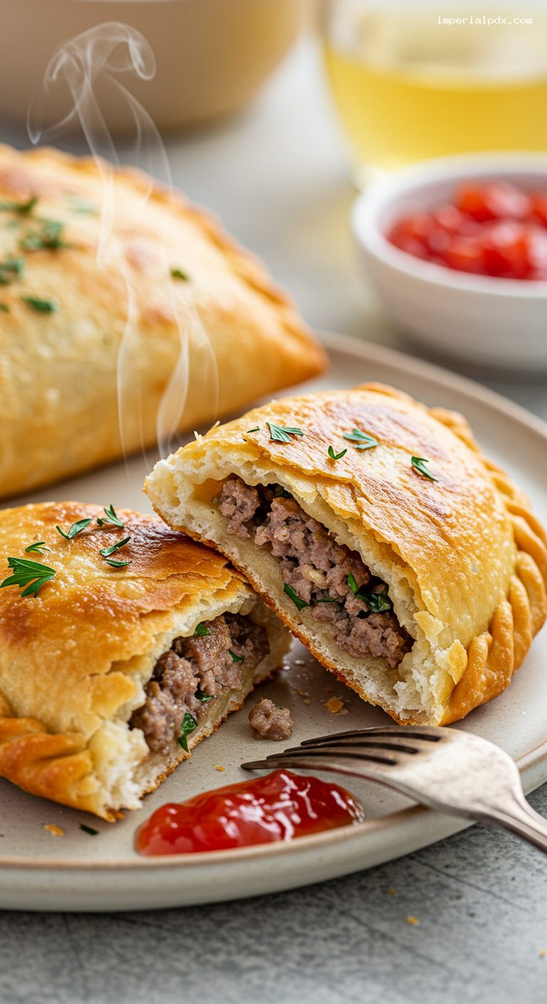 Crispy Chebureki with Juicy Lamb and Pork Filling – Closeup