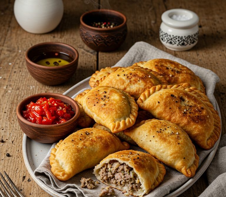 Crispy Chebureki with Juicy Lamb and Pork Filling