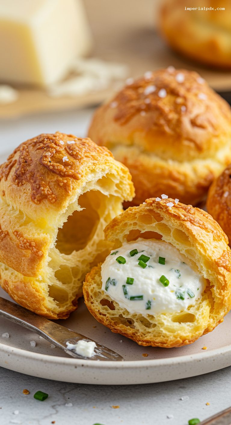 Crispy Cheesy Gougères (French Cheese Puffs) – Closeup