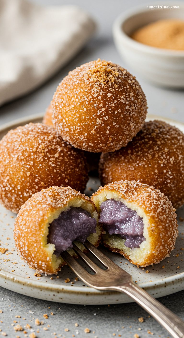 Crispy Chewy Poi Mochi with Coconut Milk – Closeup