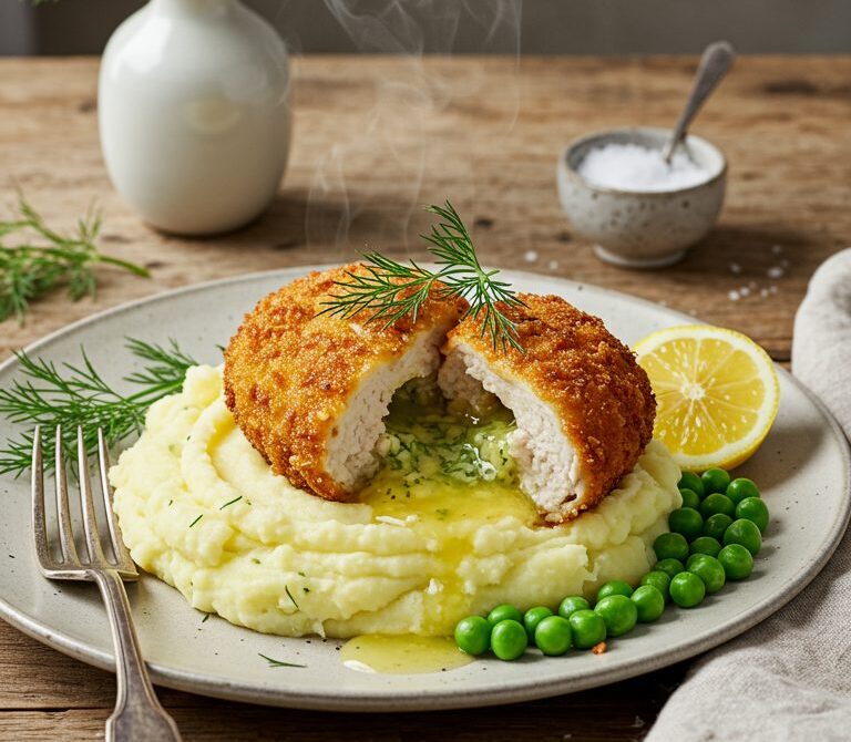 Crispy Chicken Kiev with Dill-Garlic Butter
