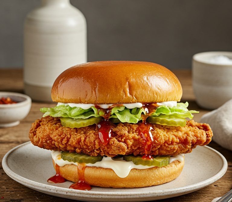 Crispy Chicken Sandwich with Chili-Honey Option