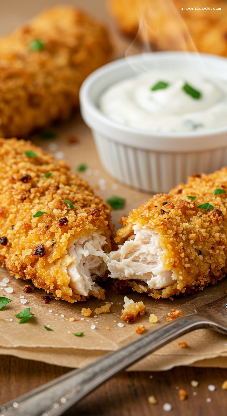 Crispy Chicken Tenders with Trio of Dips – Closeup