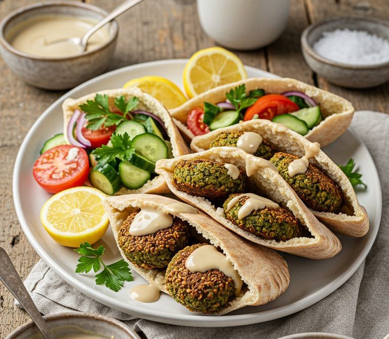 Crispy Falafel Pita Pockets with Tahini or Tzatziki