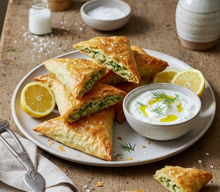 Crispy Spanakopita Triangles with Spinach and Feta