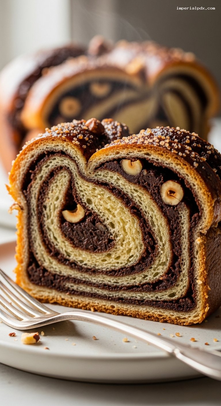 Decadent Chocolate-Hazelnut Babka – Closeup