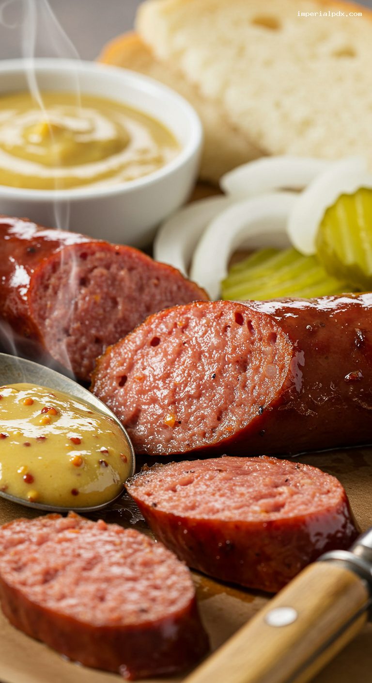 East Texas Hot Links Platter with Sharp Mustard – Closeup