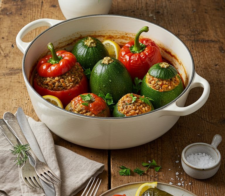 Egyptian Mahshi: Herb-Rice Stuffed Vegetables in Tomato Sauce