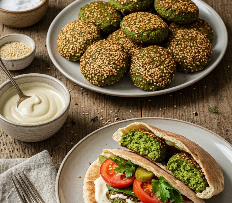 Egyptian Ta’ameya: Herb-Green Fava Falafel Pitas
