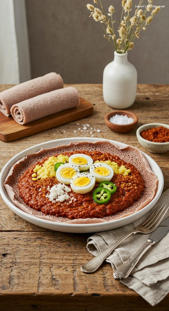 Ethiopian Firfir with Berbere, Ayib, and Egg – Imperial Recipes
