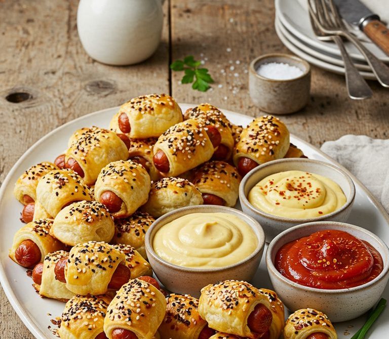 Everything-Bagel Pigs in a Blanket with Dips